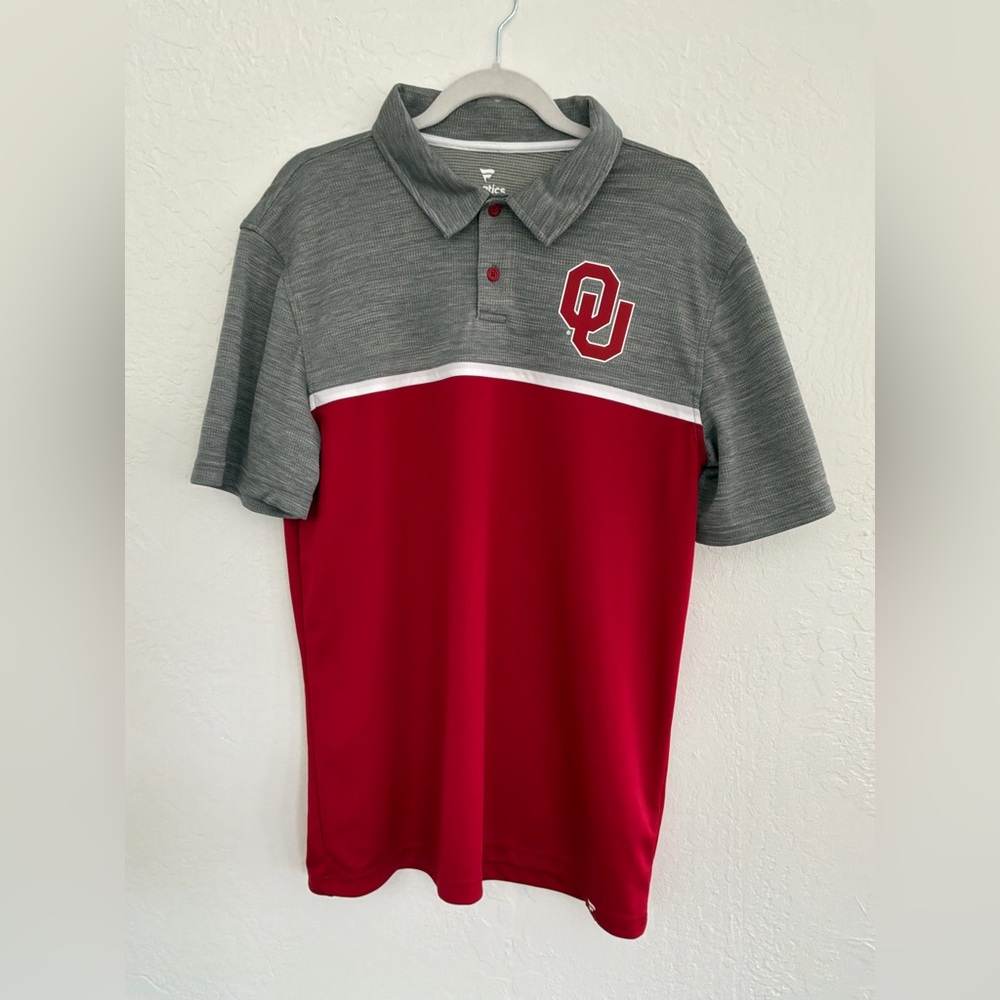 Oklahoma Sooners Polo Shirt Men’s Large Gray Red Fanatics NCAA Performance - Picture 2 of 6